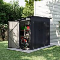 Sizzim 8 ft. W x 4 ft. D Outdoor Metal Lean to Storage Shed with Vents, Triple Lockable Door for Garden MBP-IS302BK02