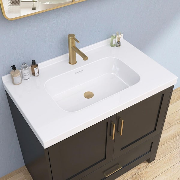 Zeafive Foia 36 in.W x 22 in.D Solid Surface Rectangular Single