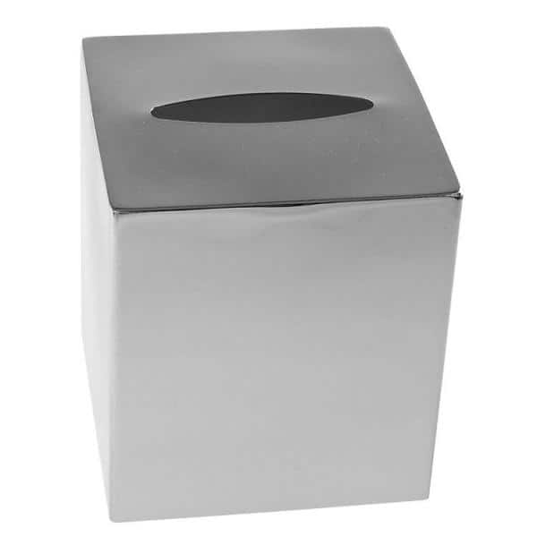 Modern Square Polished Chrome Stainless Steel Tissue Box Cover