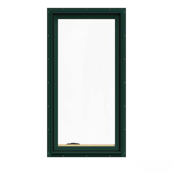 JELD-WEN 24.75 in. x 48.75 in. W-2500 Series Green Painted Clad Wood Left-Handed Casement Window with BetterVue Mesh Screen