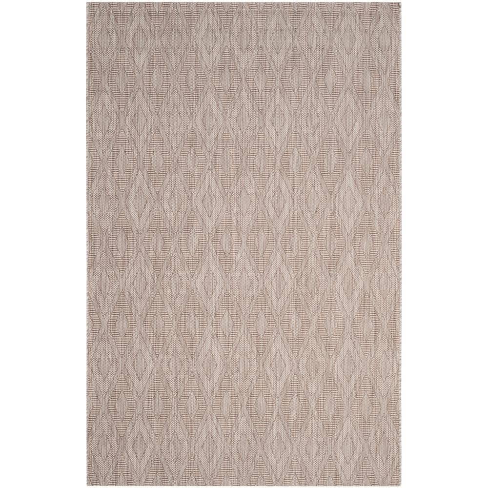 Beige Synthetic Geometric Diamonds Indoor/Outdoor Area Rug, 4' x 5'7"