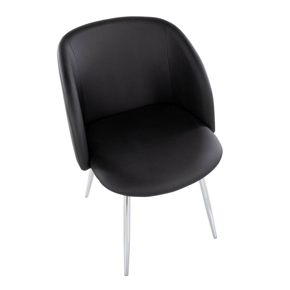 Set of 2 Black Faux Leather Upholstered Dining Chairs with Metal Legs