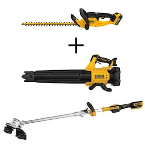 20V MAX Cordless Battery Powered Hedge Trimmer Kit, Cordless Leaf Blower & Cordless String Trimmer (Tools Only)