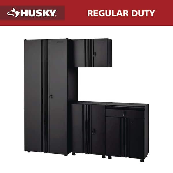 Regular Duty Welded 78.4 in. W x 75 in. H x 19.6 in. D 21-Gauge Steel 4-Piece Garage Storage System in Black