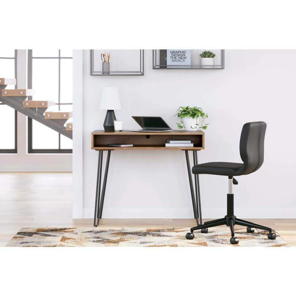 Strumford 36" Brown Wood and Black Metal Home Office Desk