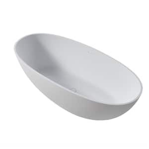 65 in. x 30 in. Freestanding Soaking Synthetic Stone Bathtub with ...