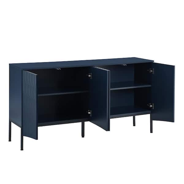 COWLOWN 59.8 in. W x 15.7 in. D x 31.5 in. H Bathroom Navy Blue Linen Cabinet