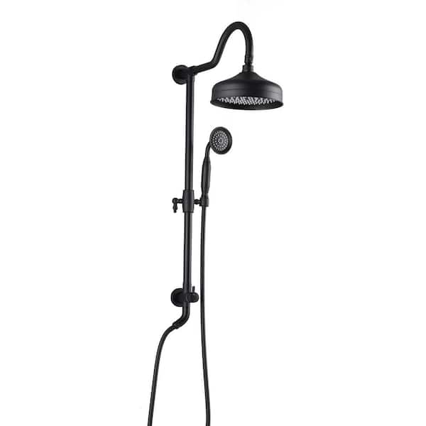 Tahanbath 1-Spray Dual Head Shower Bar System with 2-way Diverter Shower System in Matte Black