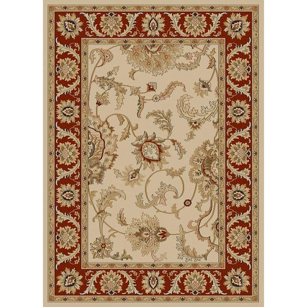 Unbranded Como Ivory-Brick 3 ft. x 5 ft. Transitional Oriental Scroll Area Rug