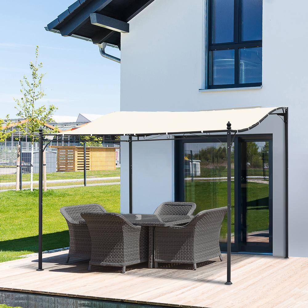 10' x 10' Black Steel Patio Pergola with Cream Canopy