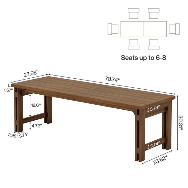 Tribesigns 70.5" Farmhouse Dining Table - Seats 6-8, Brown Wood Grain, Sturdy MDF Top & Square Legs