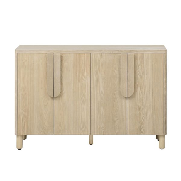 Modern Beige Wood 47.8 in. Sideboard with Unique Arc Handles and Adjustable Shelves