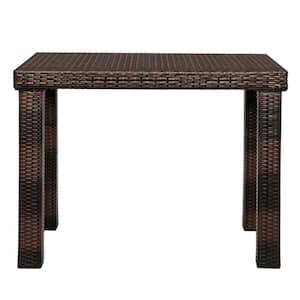 48 in. W x 30 in. D x 35.8 in. H Brown Outdoor Ratten Wicker Bar Table Patio High Top Table