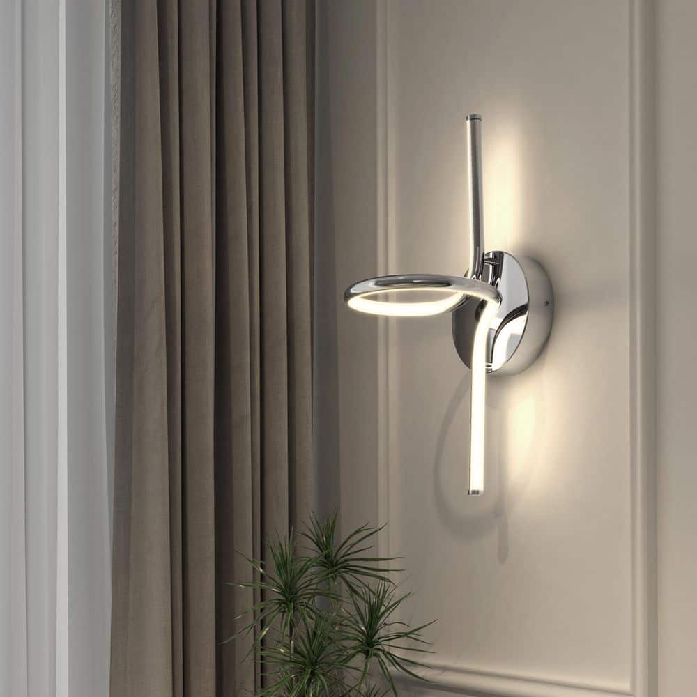 Artika - Swirl Mini 8.9 in. 1-Light Chrome Modern Dimmable Integrated LED 3 CCT Wall Sconce for Bathroom