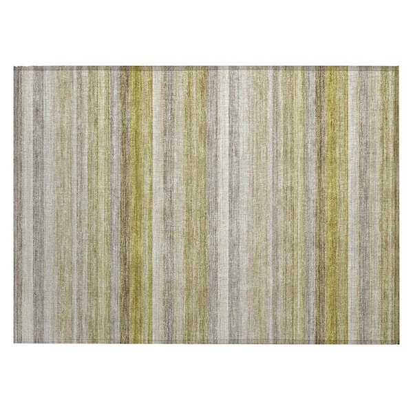 Wheat 2 ft. x 3 ft. Woven Striped Polyester Rectangle Indoor/Outdoor Area Rug