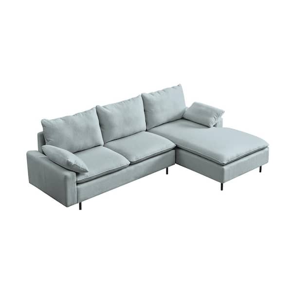 Wateday 99.60 in. W Square Arm 2-Piece L-Shaped Linen Sectional Sofa in Gray with Left Chaise