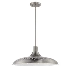 40-Watt 1-Light Brushed Polished Nickel Dining/Kitchen Island Foyer Pendant Light with Steel Shade, No Bulb Included