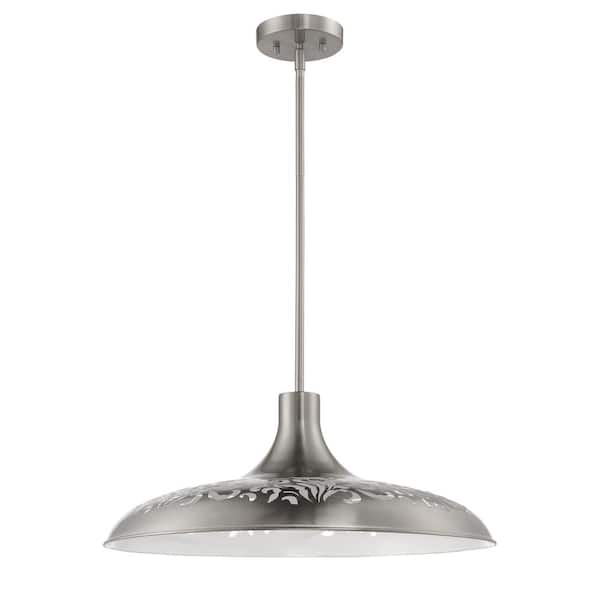 CRAFTMADE 40-Watt 1-Light Brushed Polished Nickel Dining/Kitchen Island Foyer Pendant Light with Steel Shade, No Bulb Included