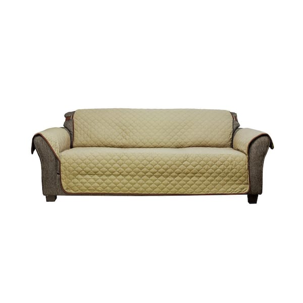 QuickFit Reynolda Water Resistant Sage-Chocolate Polyester Fit Sofa Slip Cover