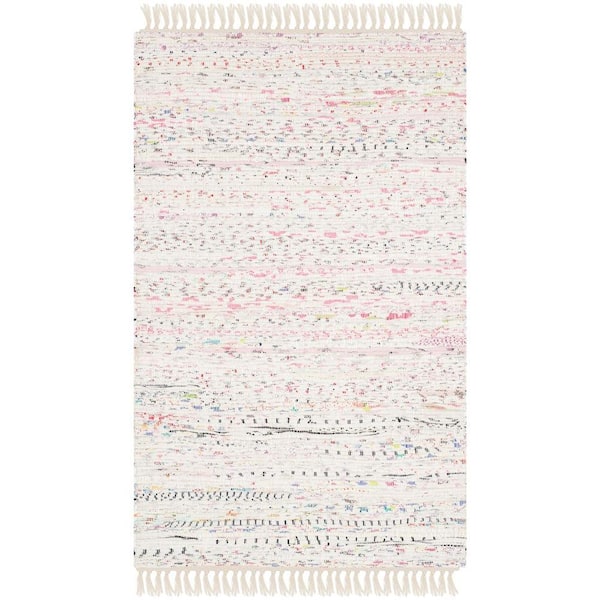 SAFAVIEH Rag Rug Ivory/Multi Doormat 3 ft. x 5 ft. Gradient Striped Area Rug