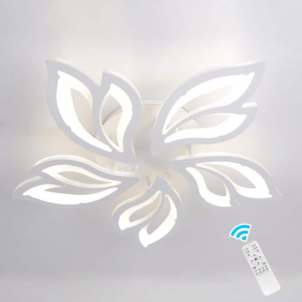 Genoci 23.6 in. 60-Watt Modern White Flower Dimmable Integrated