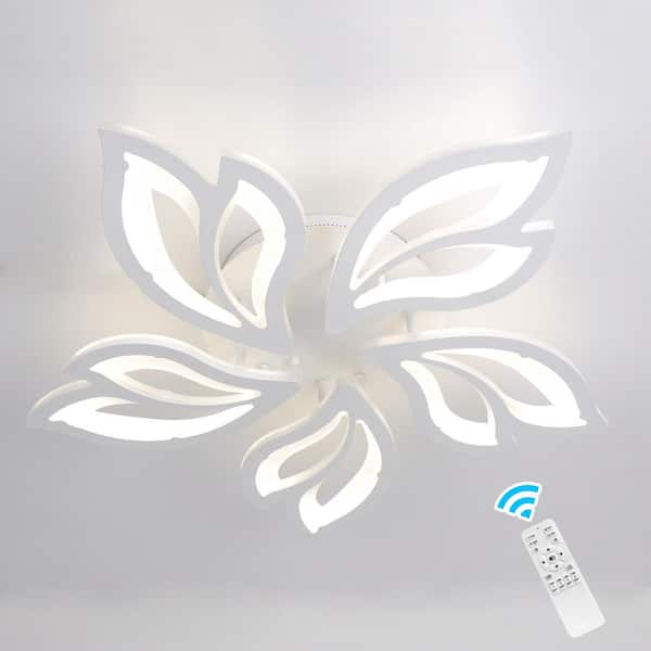 Genoci 23.6 in. 60-Watt Modern White Flower Dimmable Integrated
