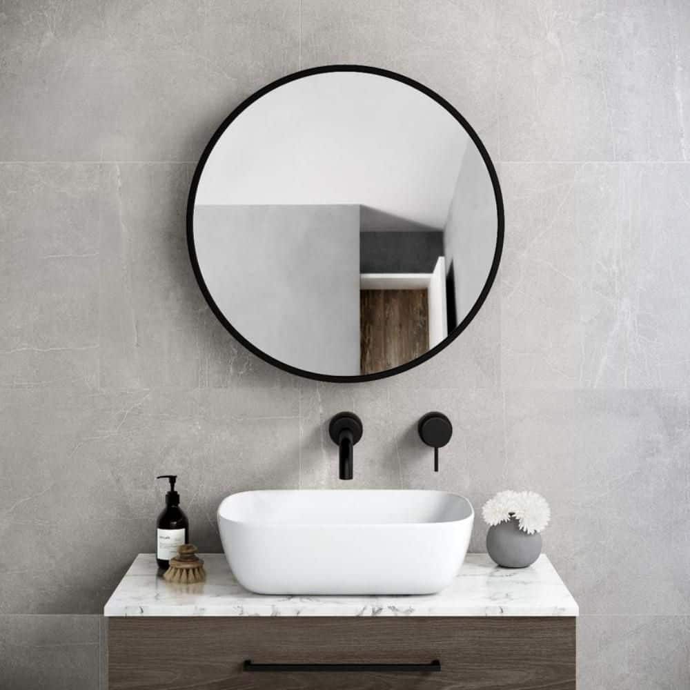 30 in. W x 30 in. H Round Black Surface Mount Bathroom Medicine Cabinet with Mirror and Adjustable Shelves price history on PriceWatchPro