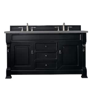 Brookfield 60 in. W x 23.5 in. D x 34.3 in. H Double Bath Vanity Cabinet in Antique Black with top in Grey Expo