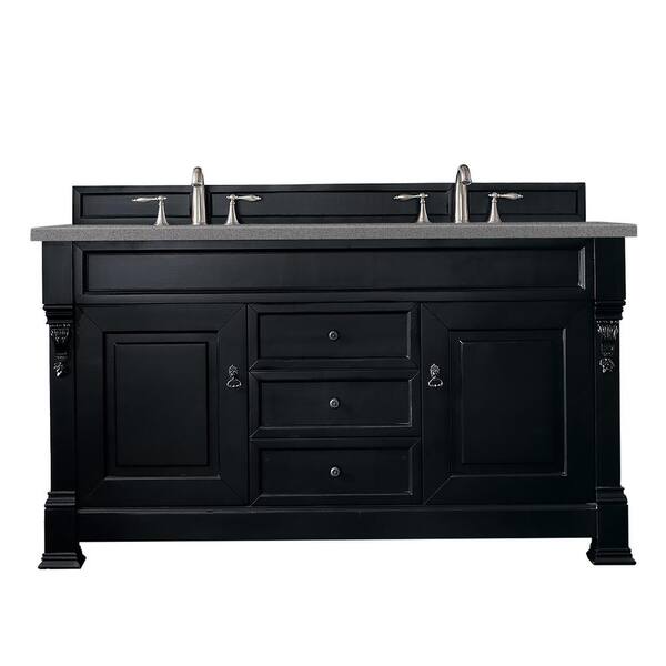 James Martin Vanities Brookfield 60 in. W x 23.5 in. D x 34.3 in. H Double Bath Vanity Cabinet in Antique Black with top in Grey Expo