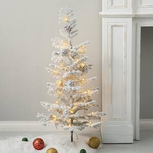3 ft. Pre-Lit Upward Wrapped Flocked Pine Artificial Christmas Greenery Table Tree With 35 Warm White Lights