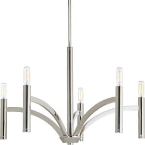 Draper Collection 5-Light Polished Nickel Luxe Chandelier Light