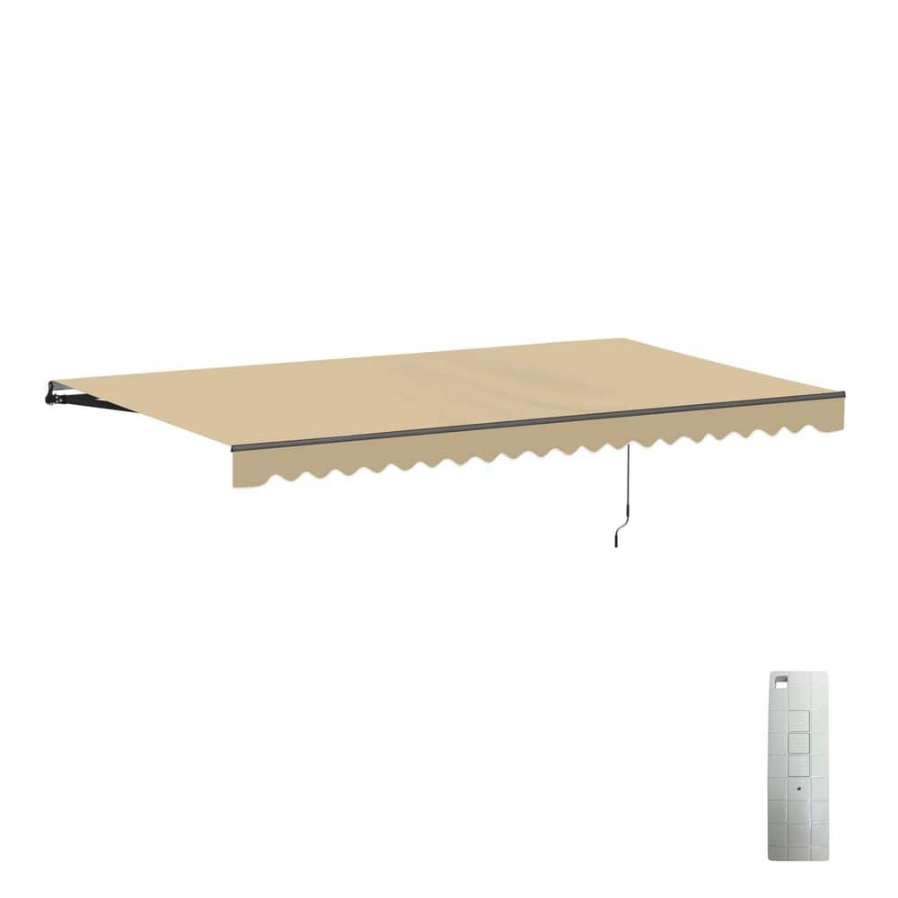 20 ft. Caribbean UV Polyester Motorized Retractable Patio Awning 10 ft. Projection in Sand Black Frame price history on PriceWatchPro