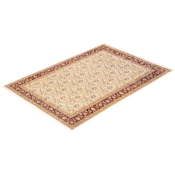 Mogul Traditional Ivory 6 ft. 2 in. x 9 ft. 1 in. Oriental Area Rug