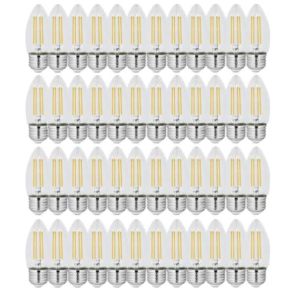 Feit Electric 60-Watt Equivalent B10 E26 Medium Dimmable Filament CEC Blunt Tip Chandelier LED Light Bulb, Daylight 5000K (48-Pack)