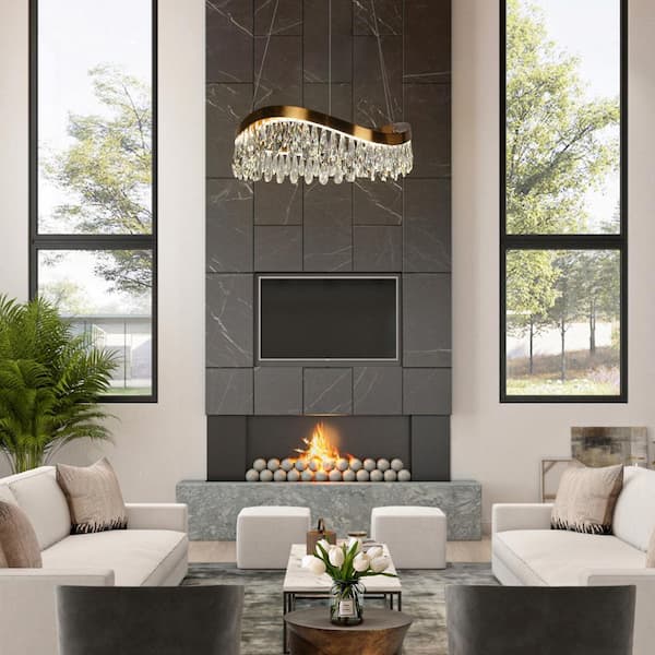 Broderick 1-Light Dimmable Integrated LED Plating Brass Crystal Round Chandelier