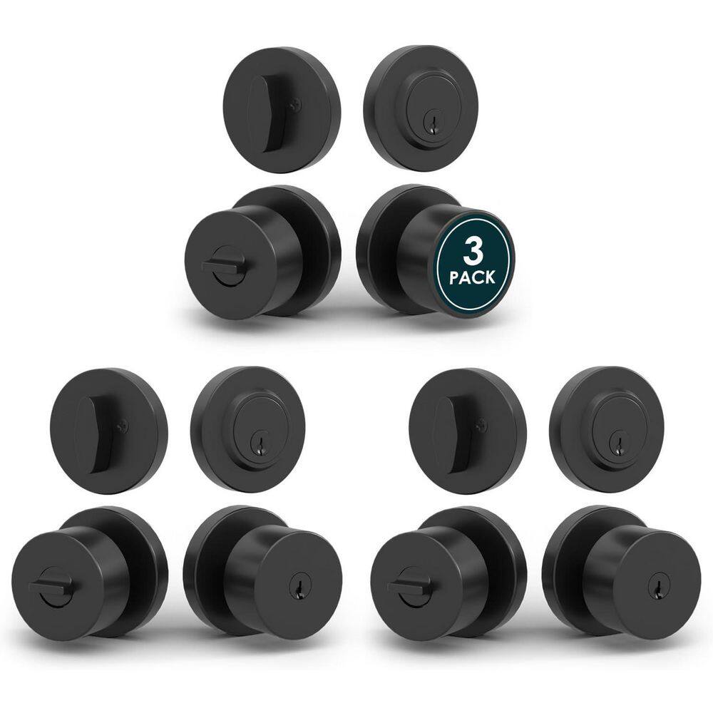 Buena Metal Matte Black Bed/Bath Hall/Closet Entry Door Knob with Reversible Heavy Duty 3 Pack price history on PriceWatchPro