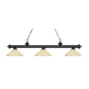 Riviera 3-Light Matte Black With Angle Golden Mottle Shade Billiard Light With No Bulbs Included
