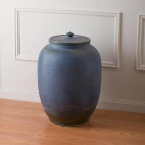 Large 28 in. H Verdigris Ceramic Storage Jar
