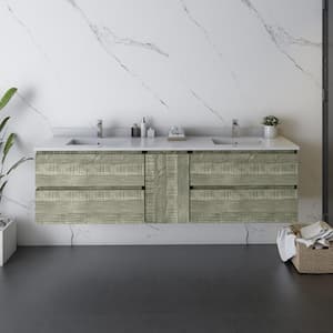 Formosa 70 in. W x 20 in. D x 19.5 in. H Modern Double Wall Hung Bath Vanity Cabinet Only without Top in Sage Gray
