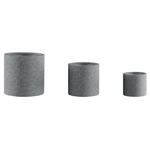 Light-Weight Fiber Clay Flower Pots-15 in., 11.75 in., and 8.75 in. Diameter (Set of 3), Gray