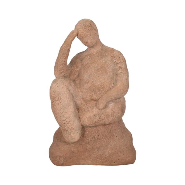 Liv & Skye Red 5 in. x 8 in. Resin Novelty Thinking Man On Rock Figurine