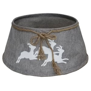 22 in. Gray with White Reindeer Christmas Tree Collar