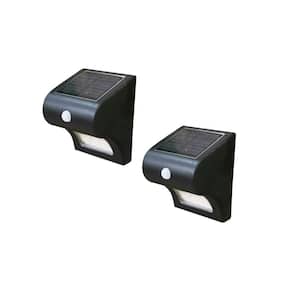 4 in. x 4 in. Solar Battery Black Integrated LED Motion Sensing Deck Post Light (2-Pack)