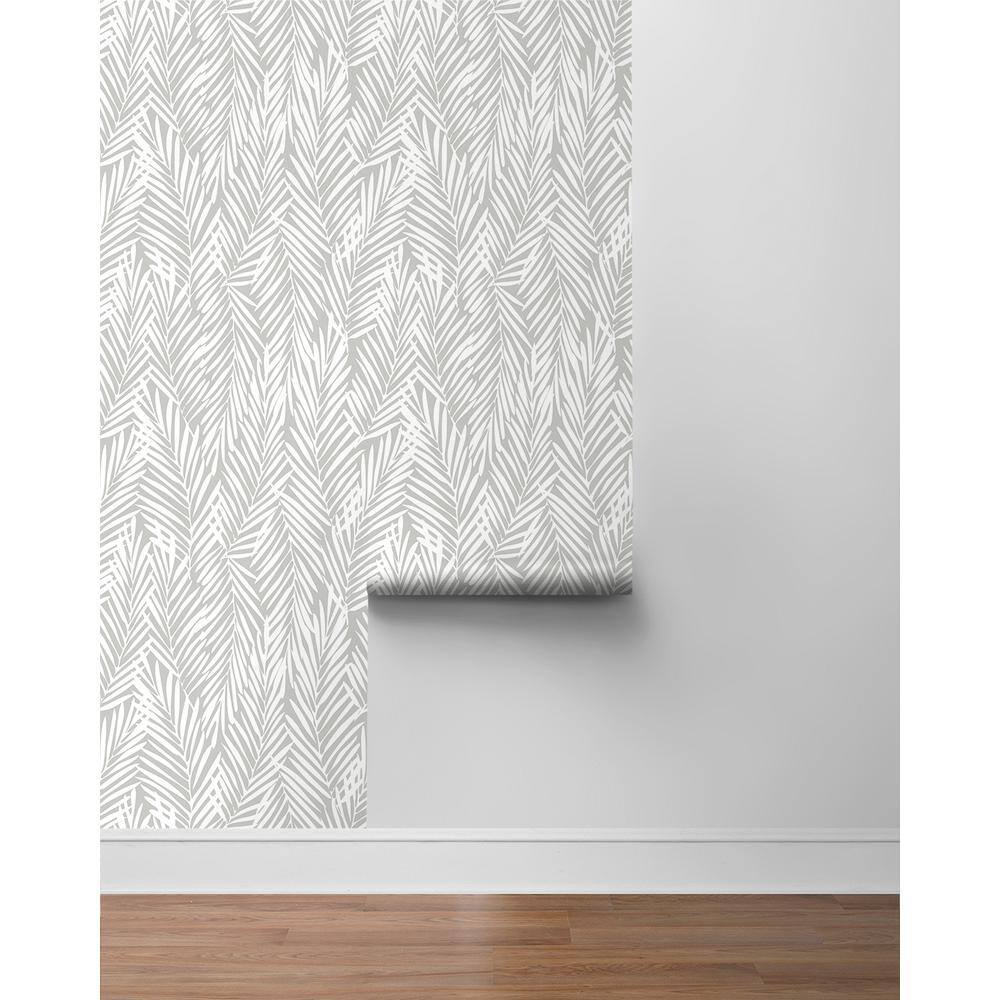 Harbor Grey Palm Pattern Peel and Stick Vinyl Wallpaper