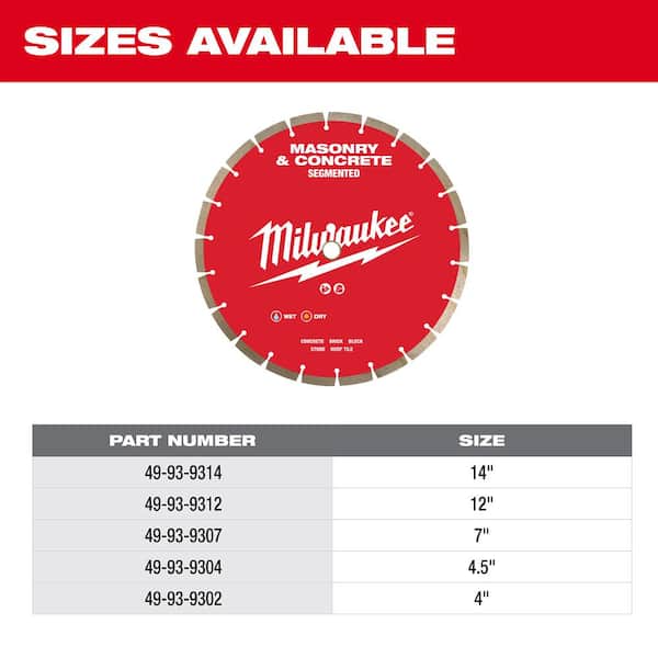 Milwaukee 14 in. Segmented Masonry & Concrete Diamond Blade