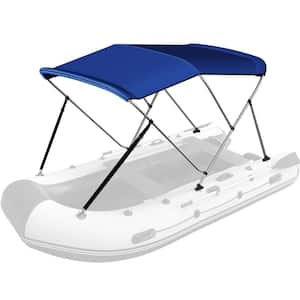 3 Bow Bimini Top Cover Sun Shade Boat Cover 6 ft. L x 46 in. H x 61-66 in. W Boat Canopy with 1 in. Aluminum Frame, Blue