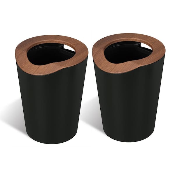 2.3 Gal. Plastic Small Trash Can with Handle and Removable Open Top Lid (2-Pack)