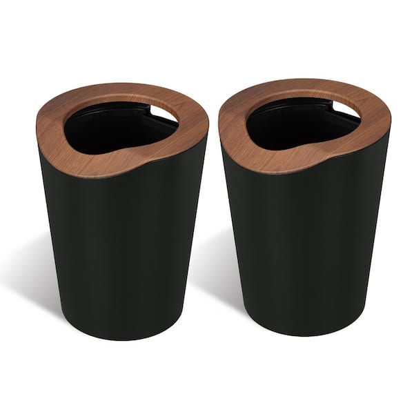 Home Zone Living 2.3 Gal. Plastic Small Trash Can with Handle and Removable Open Top Lid (2-Pack)