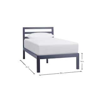 Grandon Midnight Blue Metal Twin Platform Bed with Slats (39 in W. X 14 in H.)