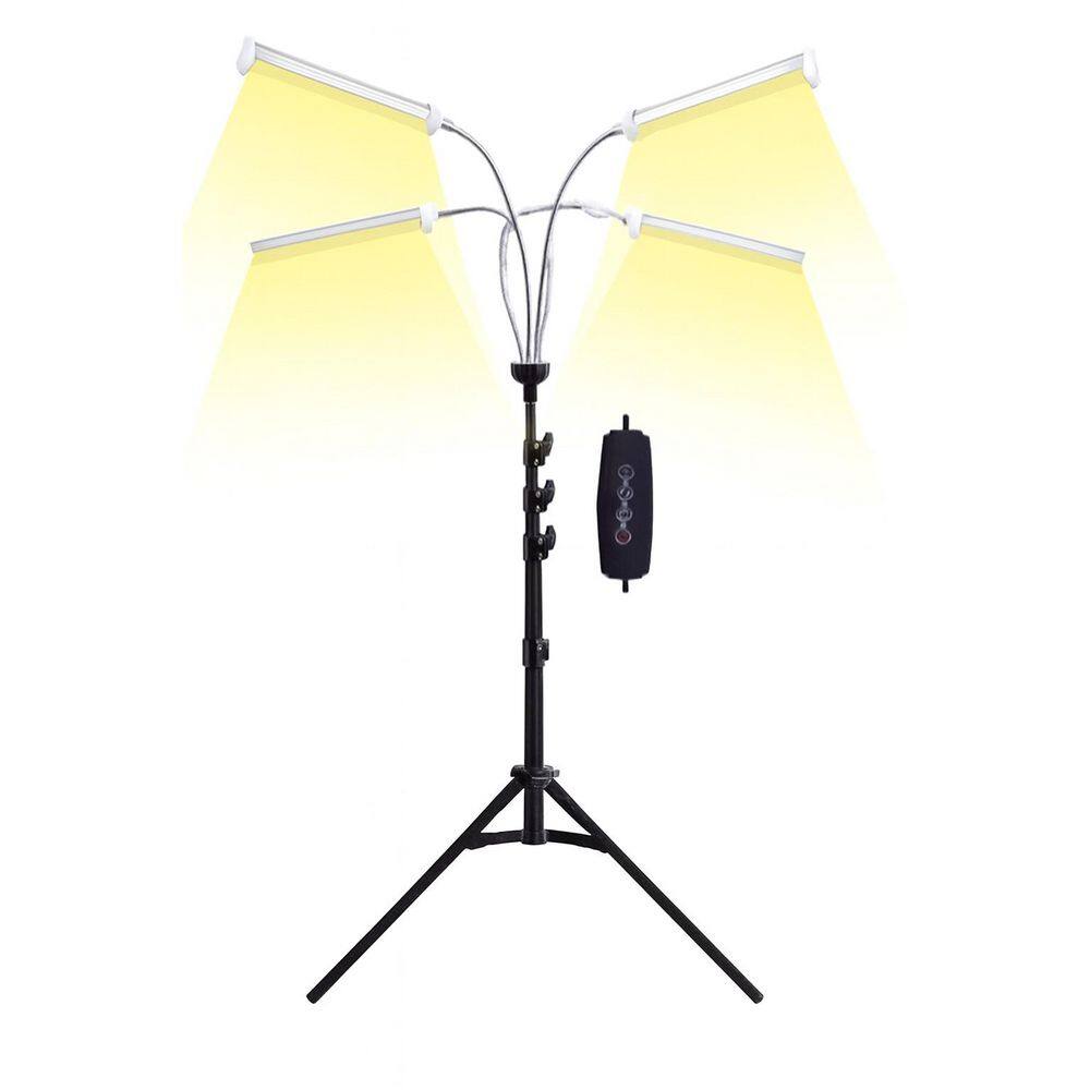 15-63 in. Adjustable 4-Head LED Grow Light with Full Spectrum and Auto Timer for Indoor Plants, Floor Standing Grow Lamp